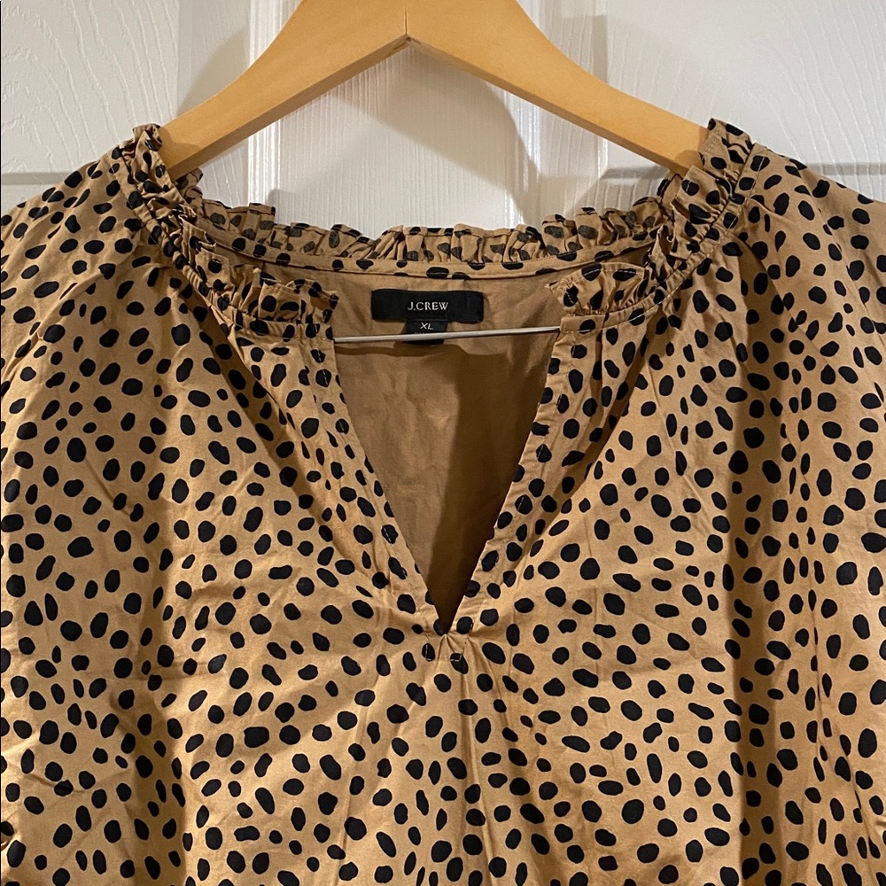 J. Crew Tan and Black Polka Dot Midi Dress - Picture 5 of 15